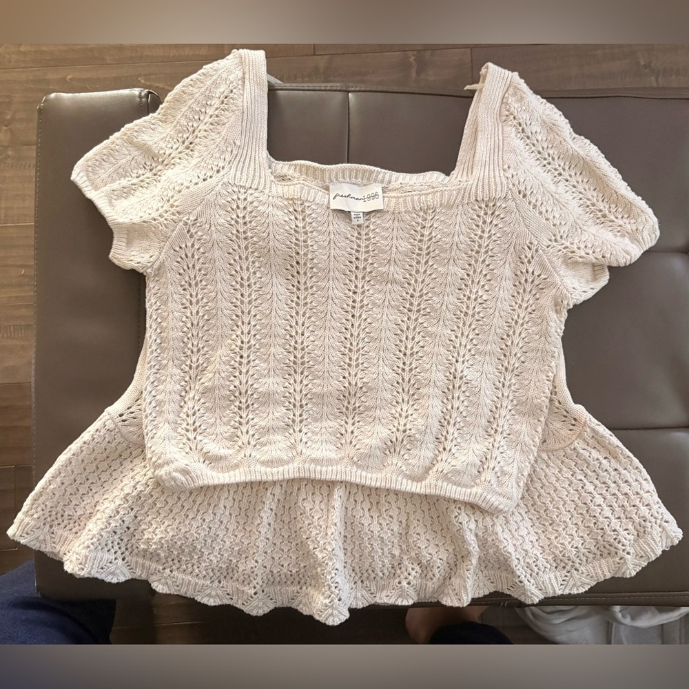 Adorable Cream Knit Top & Skirt, Size Small